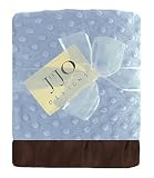 JoJo Designs Designer Super Soft Satin Blanket - Sky Blue and Brown Minky Dot Chenille