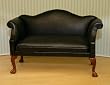 Black Leather Wing Sofa Dollhouse Miniature