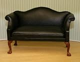 Black Leather Wing Sofa Dollhouse Miniature