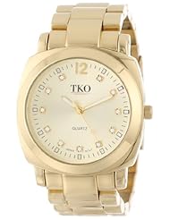 TKO ORLOGI Womens TK582-G Gold Round Metal Bracelet with Crystal Markers Watch