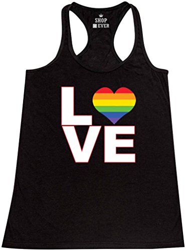 Shop4Ever® Love Rainbow Bright Neon Heart Women's Racerback Tank Top Gay Pride Tank Tops