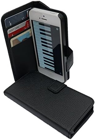 Iphone 5/5G/5S PU Leather Case/Wallet in one design Polycarbonate casing 6 colors Iphone5 total protection (Black)