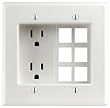 Leviton 690-W 15 Amp, 2-Gang Recessed Device with Duplex Receptacle and QuickPort Plate, Residential Grade, White
