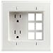 Leviton 690-W 15 Amp, 2-Gang Recessed Device with Duplex Receptacle and QuickPort Plate, Residential Grade, White