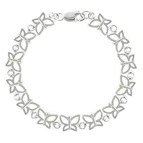 Summer Filigree Butterfly Link Sterling Silver Tennis Bracelet by 