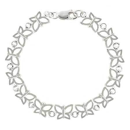 Summer Filigree Butterfly Link Sterling Silver Tennis Bracelet