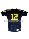 Blue No. 12 Game Used Michigan Russell Football Jersey