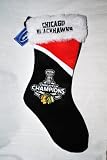 CHICAGO BLACKHAWKS STANLEY CUP CHAMPIONSHIP LOGO 17" FESTIVE COLORBLOCK CHRISTMAS STOCKING