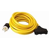 Coleman Cable 01912 25-Foot 10/3 Generator Power Cord with L5-30P Plug and 3-Outlets