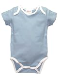 Short Sleeve Solid Color Onezie Bodysuit with White Trim by Zutano - Chambray - 0-6 Mths