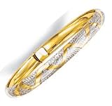 10k Two-Tone 6 mm Crisscross Bangle - 7 Inch