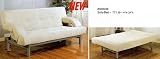 Ivory White Futon Pad with Silver Finish Metal Futon Frame Sofa Bed