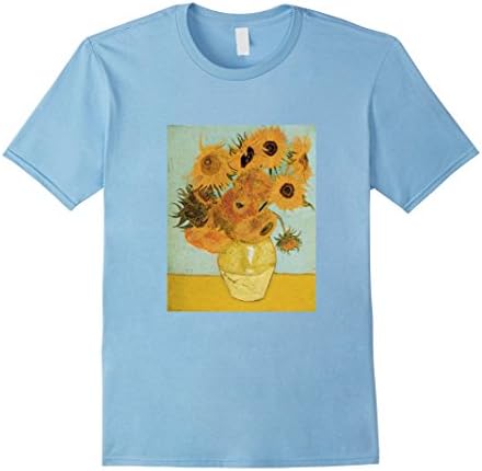 Men's Sunflowers by Vincent Van Gogh Painting T Shirt Small Baby Blue