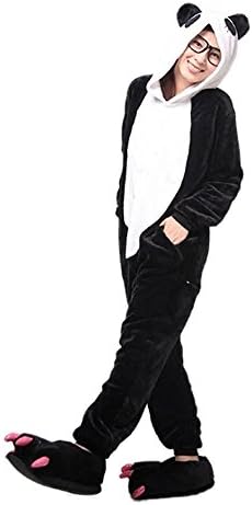 Melaniedfjhu Cosplay Animal Pajamas Sleepwear Adult Unisex Onesies Halloween Costume Panda M (Height 160-170 cm)