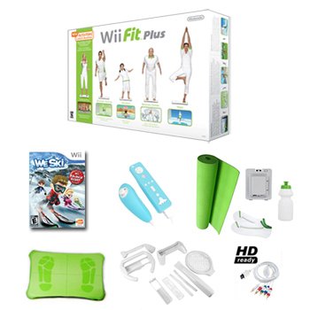 Nintendo Wii Fit Plus Winter Sports Bundle - We Ski Silicone Cases Mat and More