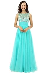  Sequined Crystal Lace Scoop Neck  Ball Gown Evening Dress/Prom Dress 