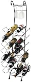 Midwest CBK Floor Standing Matte Black 28 Bottle Wine Rack and Four Wine Glass Holder