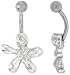 Cookie Cutter Belly Button Ring with Clear Cubic Zirconia on Sterling Silver Setting