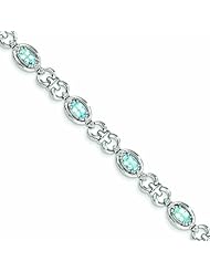 Genuine .925 Sterling Silver Diamond & Light Swiss Blue Topaz Bracelet 10.8 Grams . 100% Satisfaction Guaranteed.