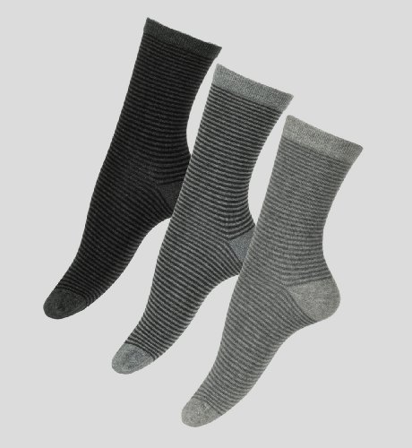 3 Pairs of Cotton Rich Tonal Stripe Socks
