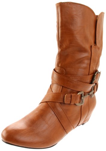 Wild Diva Womens Vernita-02 Ankle Boot,Cognac Polyurethane,8.5 M US