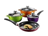 Produkt-Bild: Karcher 113300 Hochwertiges 7-teiliges Aluguss Induktions-Kochtopf Set mit Pfanne, Serie MultiColor, Farbig