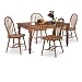 LARGE Dark Oak 5 Piece Dining Set W Farmhouse Table & 4 Arrow Back Chairs