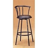 Bar Stool in Satin Black Finish Metal with Swivel Seat and Back 2 Pack By Coaster Furniture