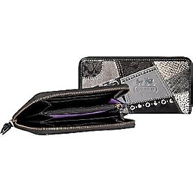 Buy AUTHENTIC COACH BLACK PATCHWORK ACCORDIAN ZIP AROUND WALLET 42002 by COACH