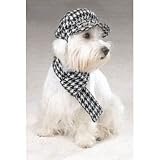 X-SMALL - BLACK - Houndstooth Hat and Scarf Sets
