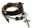 4030044 Christian Religious Scripture Inspirational Cross Leather Bracelet