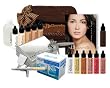 Deluxe Belloccio Cosmetic Airbrush Makeup and Tanning System with a Fair Shade Airbrush Makeup Foundation Set, Blush, Shimmer and Bronzer Set, Tanning Solution Variety 4 Pack
