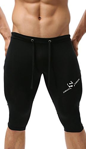 Surenow Men's Front Tie Sports Pants Workout Pants Bike Pants Jammers Elastic waist Stretch for ease of movemen Professional design for bicycle sports Comfortable Flexible and Tight fitting Size L Color Black, Black, Asian Large (US Medium)