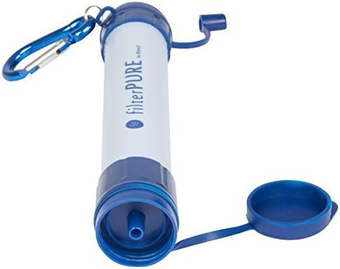 Survival Gear Kit with Life Straw Water Filter Purifier & Magnesium Flint Fire Starter - For Personal Emergency Preparedness, Camping, Hiking, Tactical & More