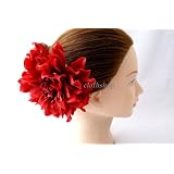 ラファエルダリアヘアコサージュ（レッド・赤）　成人式/振袖/浴衣/結婚式/髪飾り