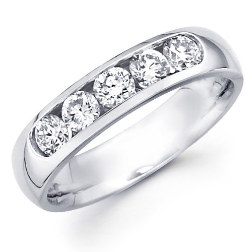 Deal 14K White Gold Round-cut Diamond COMFORT-FIT Anniversary Wedding Ring Band (0.71 CTW., G-H Color, SI Clarity) – Size 9 Guides