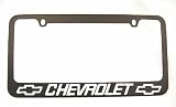 Chevrolet Logo Black License Plate Frame with 2 free caps
