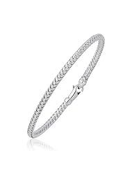 Fancy Weave Bangle in 14K White Gold (3.0mm)