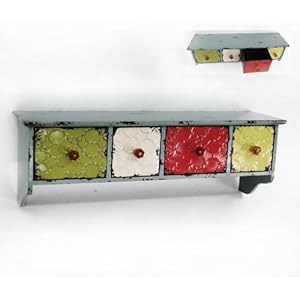 Vintage Wandregal mit 4 Schubladen: Amazon.de: Küche & Haushalt