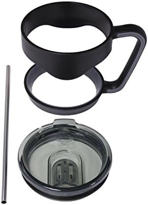 Yeti Ozark Trail and RTIC 30oz Tumbler Accessory Set | Includes Lid, Stainless Steel Straw and Handle (Lid Color: Smoke 30oz)