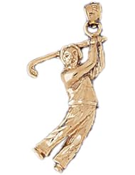 Dazzlers Solid 14k Gold Golfer Charm Pendant Available in three colors from jewelsberry (weights: 3.6 grams only)