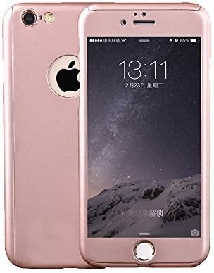 iPhone 6S Case 360 Degree All-round Full Body Protection Hard Slim Case with Tempered Glass Screen Protector for Apple iPhone 6 / 6S 4.7 inch (Rose-Gold)