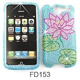 HTC Desire Full Diamond Crystal, Lily on Blue Hard Case,Cover,Faceplate,Sna ....