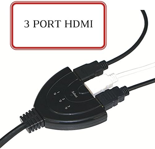 3 Port HDMI switch with pigtail cable- HDMI splitter switch: Support Full HD 3D 1080p - PS3/PS4 Xbox 360/One HDTV DVD