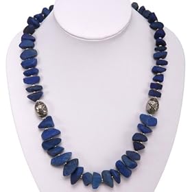 Handmade Lapis Lazuli Necklace With Silver Beads by 