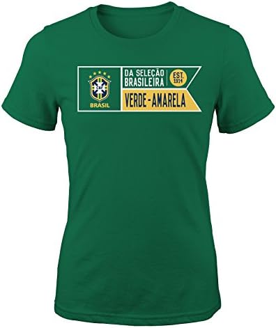 World Cup Soccer Brazil Girls 7-16 Short Sleeve Banner Tee, Small (7-8), Kelly Green