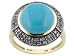10KT 5.15CT STABILIZED TURQUOISE AND .30CTW IRRADIATED BLUE DIAMOND RING