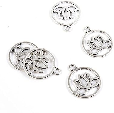 10 pcs Jewelry Making Charms Antique Ancient Silver Tone Findings Jewellery Charme Bulk Wholesale Supplies Supply V8FQ6 Lotus Signs