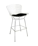 Baxton Studio Taddeo Mesh Bar Stool with Leatherette Seat Pad