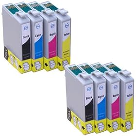8x Epson Stylus SX130 Double Capacity Compatible Printer Ink Cartridges - Black / Cyan / Magenta / Yellow - Multipack By Mega Deals XL